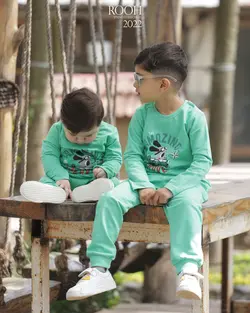 بلوز وشلوار طرح TRAVEL پسرانه_ست خانواده ( 9 تا 24 ماه )