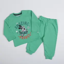 بلوز وشلوار طرح TRAVEL پسرانه_ست خانواده ( 9 تا 24 ماه )