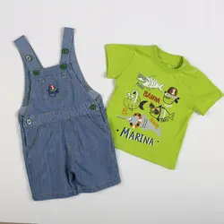 تیشرت و شلوارپیشبندی پسرانه طرح dj rooh ( 9 تا 24 ماه )