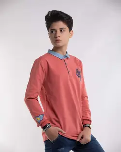 پلوشرت یقه دار پسرانه آستین بلند ( 10 تا 14 سال )