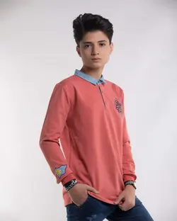 پلوشرت یقه دار پسرانه آستین بلند ( 10 تا 14 سال )