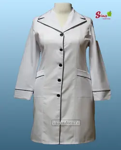 روپوش سفید زنانه مدل نواردار یقه دار