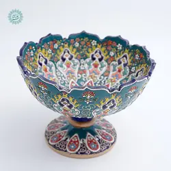 خرید میوه خوری پایه دار سفالی میناکاری با بهترین قیمت - فروشگاه اینترنتی صنایع دستی سوغات رسان