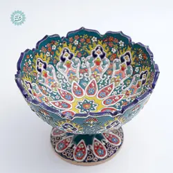 خرید میوه خوری پایه دار سفالی میناکاری با بهترین قیمت - فروشگاه اینترنتی صنایع دستی سوغات رسان