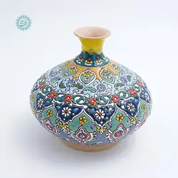 خرید کوزه آب سفالی میناکاری طرح نیلوفر با بهترین قیمت - فروشگاه اینترنتی صنایع دستی سوغات رسان