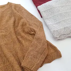 بلوز بافت یقه گرد آستین بلند