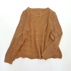 بلوز بافت یقه گرد آستین بلند