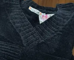 پليور قواره دار مخملي یقه هفت