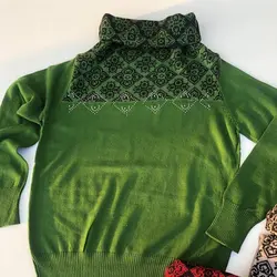 پليور يقه اسكي نگين دار