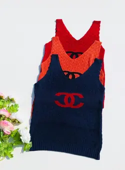 تاپ بافت برند (chanel) یقه گرد