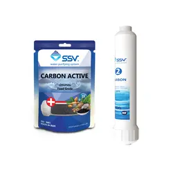 فیلتر شارژپذیر Carbon active به همراه شارژ یدک 140 گرم | تصفیه آب خانگی | دستگاه تصفیه آب | اس اس وی