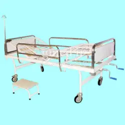 تخت بیمارستانی سه شکن مکانیکی پایه ثابت فلزی صحرایی ساخت ایران