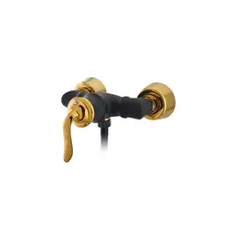 ست شیرآلات ساحل مشکی طلایی (تنه متوسط) ویژوال - آینه دکوراتیو و روشویی تجسم