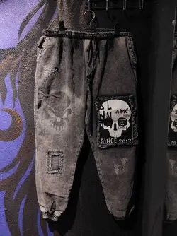 شلوار اسلش جین طرح دار