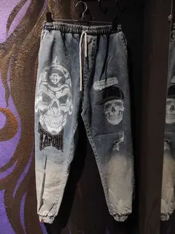 شلوار اسلش جین طرح دار