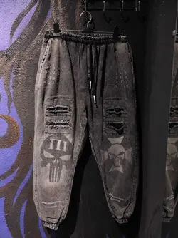 شلوار اسلش جین طرح دار