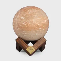 آباژور سنگ نمک طرح کره پایه چوبی کد 102