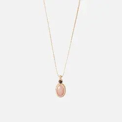 گردنبند مکرومه/ رزکوارتز- زئوسیت/ کد MD-121