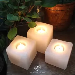 شمعدان سنگ نمک طرح مکعب