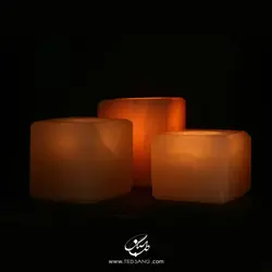 شمعدان سنگ نمک طرح مکعب