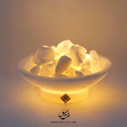 آباژور سنگ نمک طرح کاسه گرد پایه سنگی