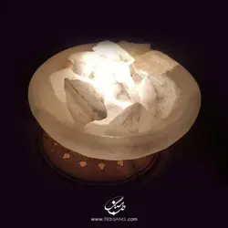 آباژور سنگ نمک طرح کاسه گرد پایه سنگی