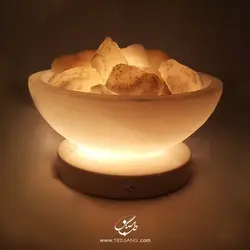 آباژور سنگ نمک طرح کاسه گرد پایه سنگی