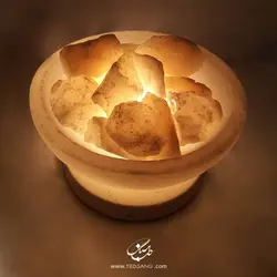 آباژور سنگ نمک طرح کاسه گرد پایه سنگی