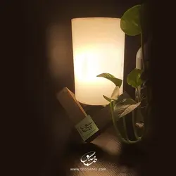 آباژور سنگ نمک طرح استوانه پایه چوبی