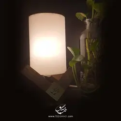 آباژور سنگ نمک طرح استوانه پایه چوبی