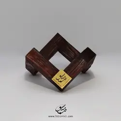 آباژور سنگ نمک طرح استوانه پایه چوبی