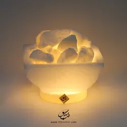آباژور سنگ نمک طرح کاسه مربع پایه سنگی
