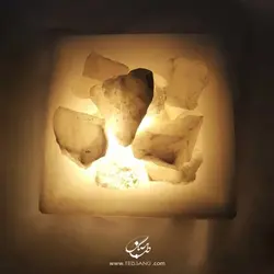 آباژور سنگ نمک طرح کاسه مربع پایه سنگی