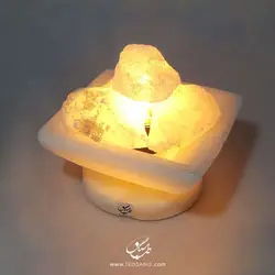 آباژور سنگ نمک طرح کاسه مربع پایه سنگی