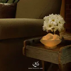 آباژور سنگ نمک طرح کاسه مربع پایه سنگی