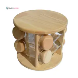 ست ادویه ایستاده گردان 8 تایی گرد چوبی لونا وود