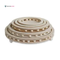 سینی مهره دار چوبی دایره پلی وود 5 تیکه