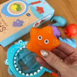 ست شش عدد پاپت حمام با سبد (حساس به تغییر دما) - اسباب بازی توی نت