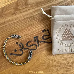 دستبند Vikings دو سر اژدها طلایی