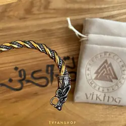 دستبند Vikings دو سر اژدها طلایی