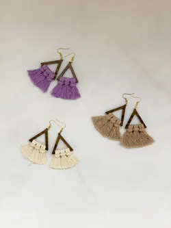 گوشواره چوبى مكرومه