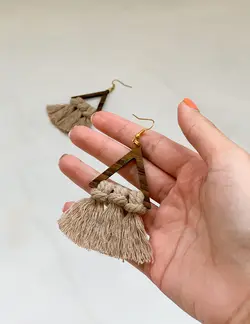 گوشواره چوبى مكرومه