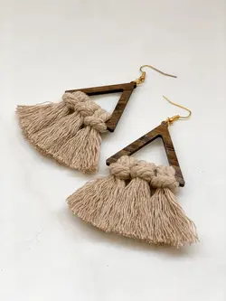 گوشواره چوبى مكرومه