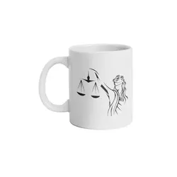 ماگ وکلا طرح فرشته عدالت ایستاده و ترازو دردست