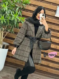 پالتو طرحدار سرآستین چرم کد 2037 شیک و خاص در مجموعه ونوس مد