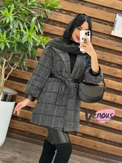پالتو طرحدار سرآستین چرم کد 2037 شیک و خاص در مجموعه ونوس مد