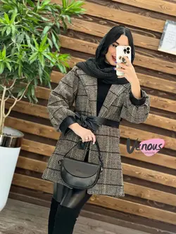 پالتو طرحدار سرآستین چرم کد 2037 شیک و خاص در مجموعه ونوس مد