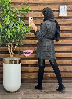 پالتو طرحدار سرآستین چرم کد 2037 شیک و خاص در مجموعه ونوس مد