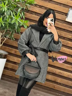 پالتو طرحدار سرآستین چرم کد 2037 شیک و خاص در مجموعه ونوس مد