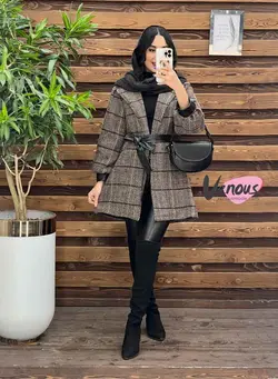 پالتو طرحدار سرآستین چرم کد 2037 شیک و خاص در مجموعه ونوس مد